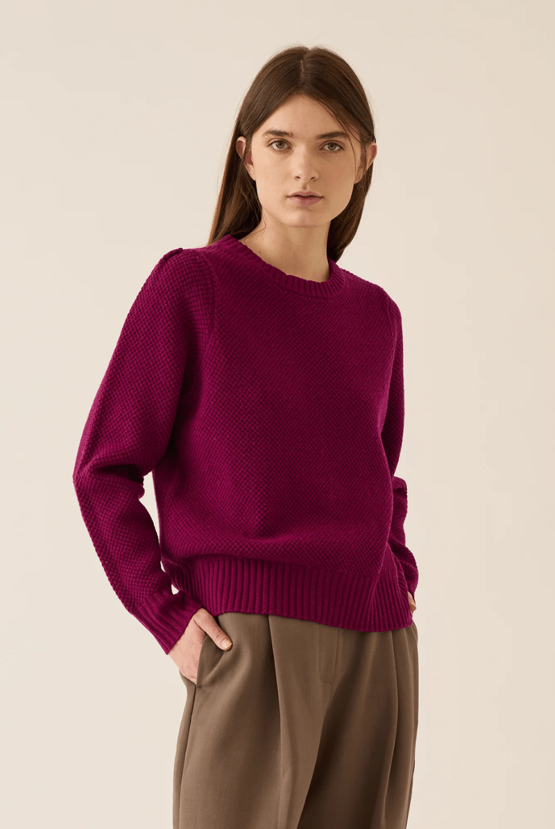 Sweater - DemyLee - Selly Seed Stitch Merino Wool in Radish - Archery Close