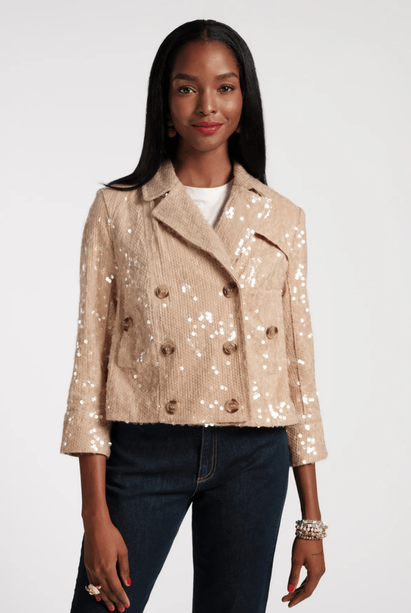 Outerwear - Frances Valentine - Sequin Moto Jacket - Archery Close