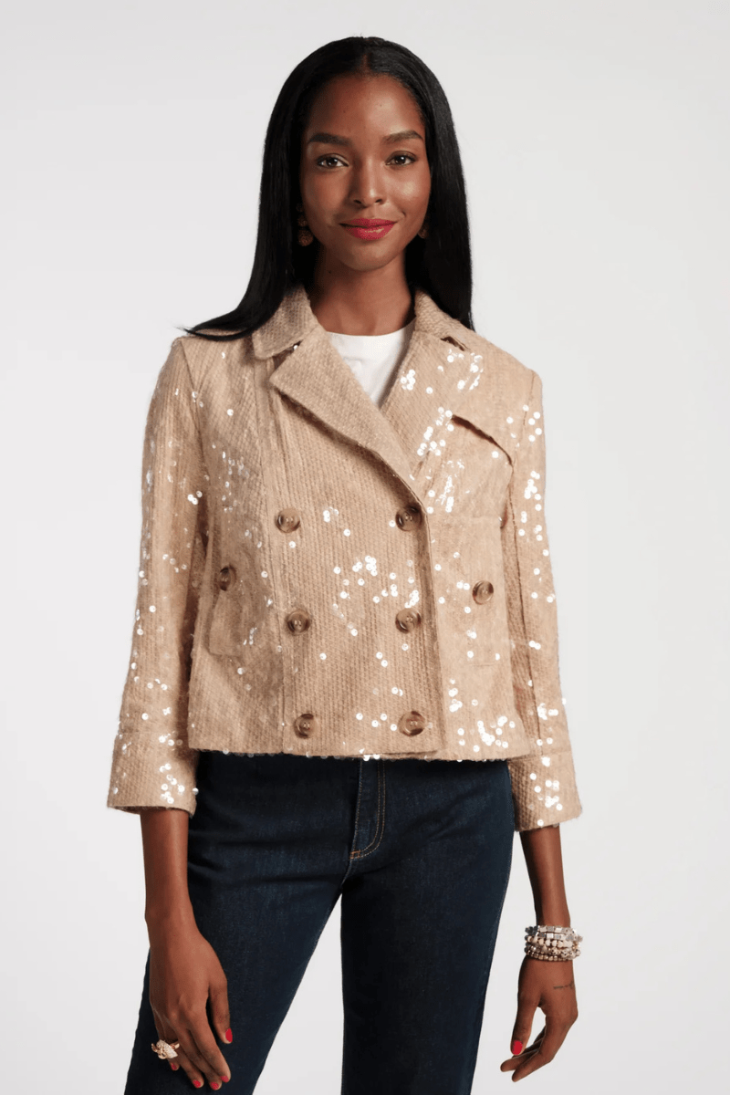 Outerwear - Frances Valentine - Sequin Moto Jacket - Archery Close