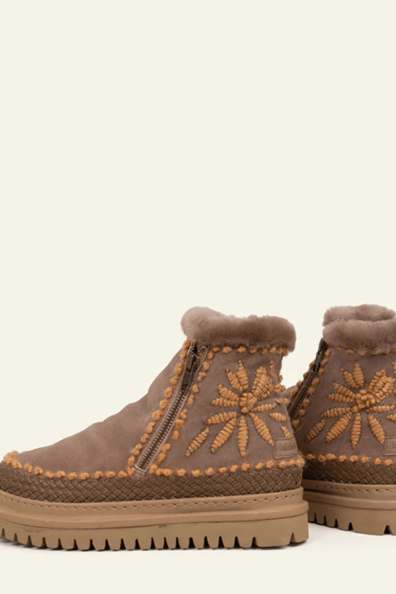 Boots - Laidback London - Setsu 4.0. Floral Boot in Taupe Suede Peach - Archery Close