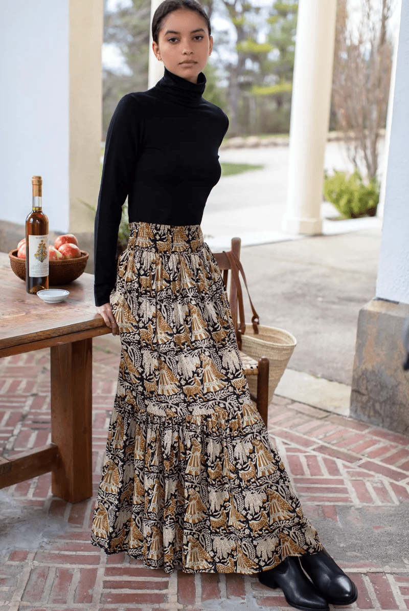 Skirts - Emerson Fry - Shirred Shirt in Story Print - Archery Close