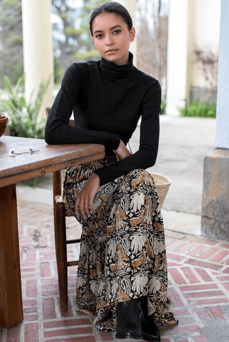 Skirts - Emerson Fry - Shirred Shirt in Story Print - Archery Close