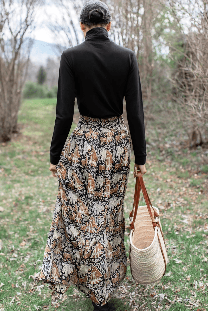 Skirts - Emerson Fry - Shirred Shirt in Story Print - Archery Close