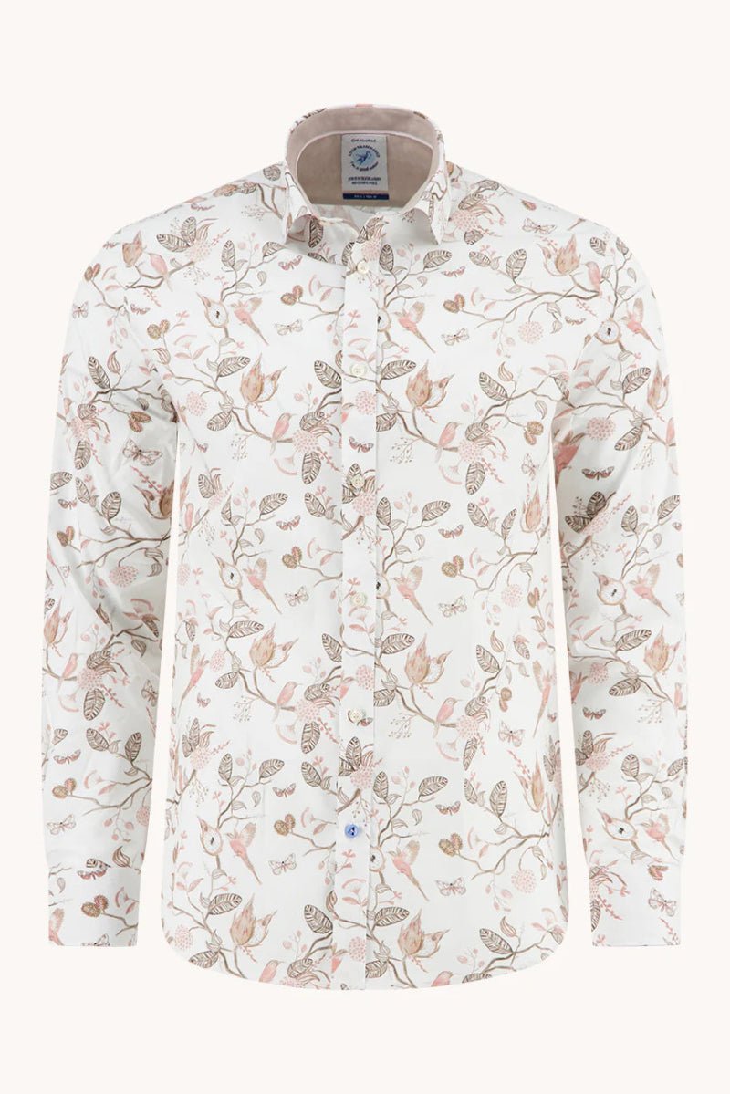 Floral patterned shirt on a white background