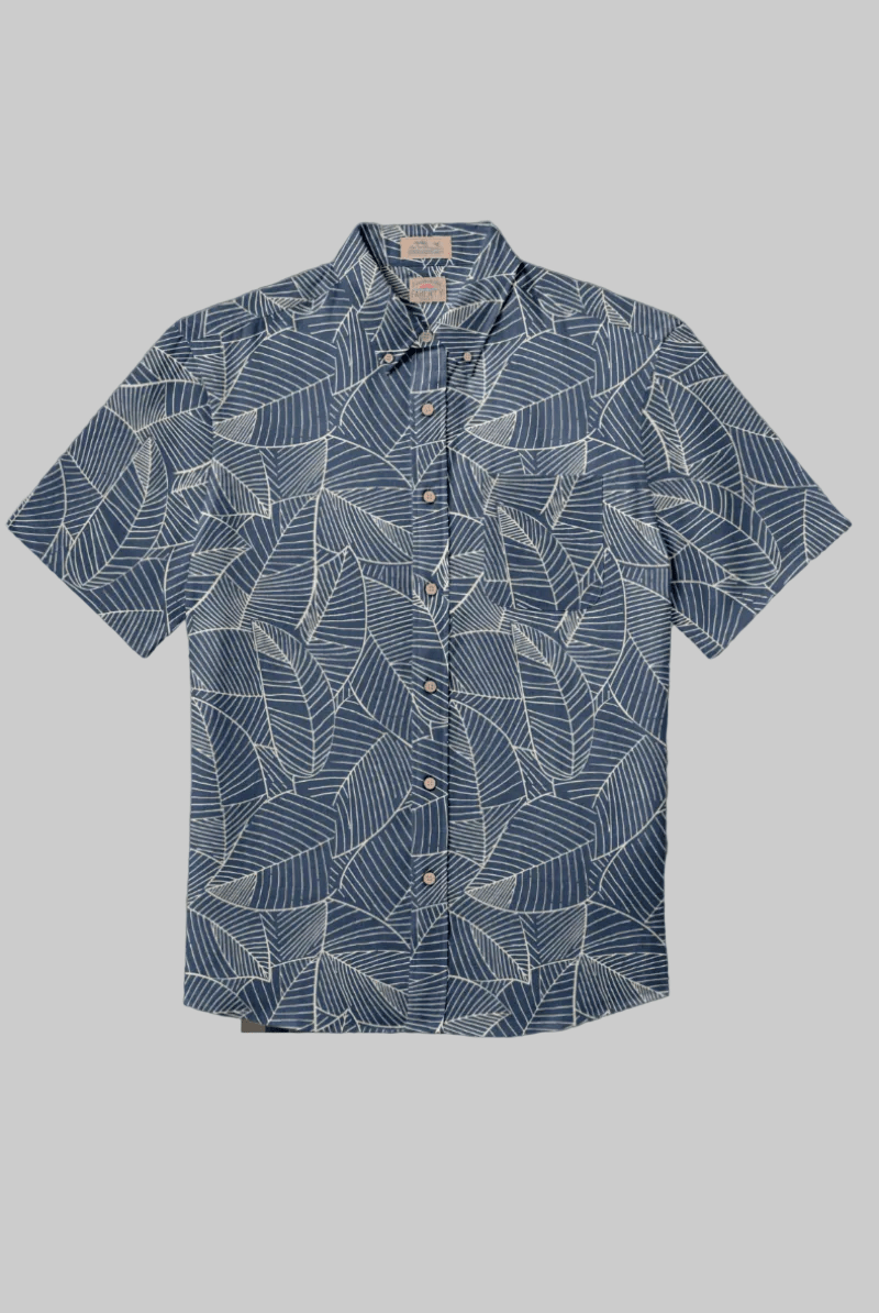 Shirts & Tops - Faherty Brand - Short - Sleeve Breeze Shirt - Dark Ocean Leaves - Archery Close