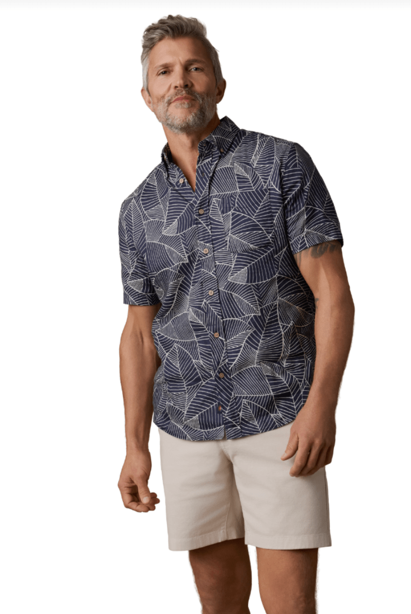 Shirts & Tops - Faherty Brand - Short - Sleeve Breeze Shirt - Dark Ocean Leaves - Archery Close