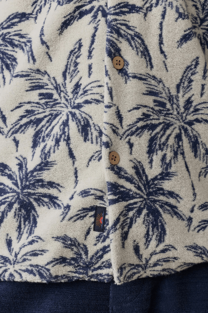Shirts & Tops - Faherty Brand - Short - Sleeve Cabana Towel Terry Shirt - Ivory Tropic Trees - Archery Close