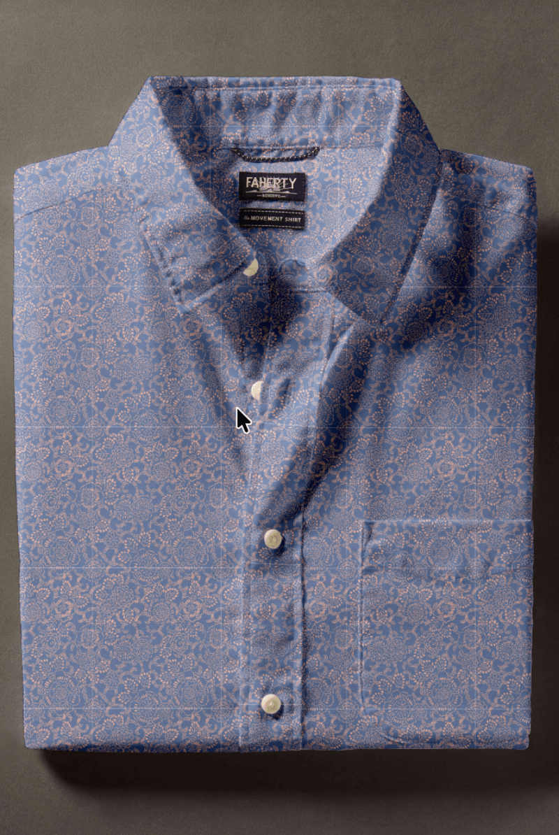 Shirts & Tops - Faherty Brand - Short - Sleeve Movement Monterey Shirt - Blue Orange Blossom - Archery Close