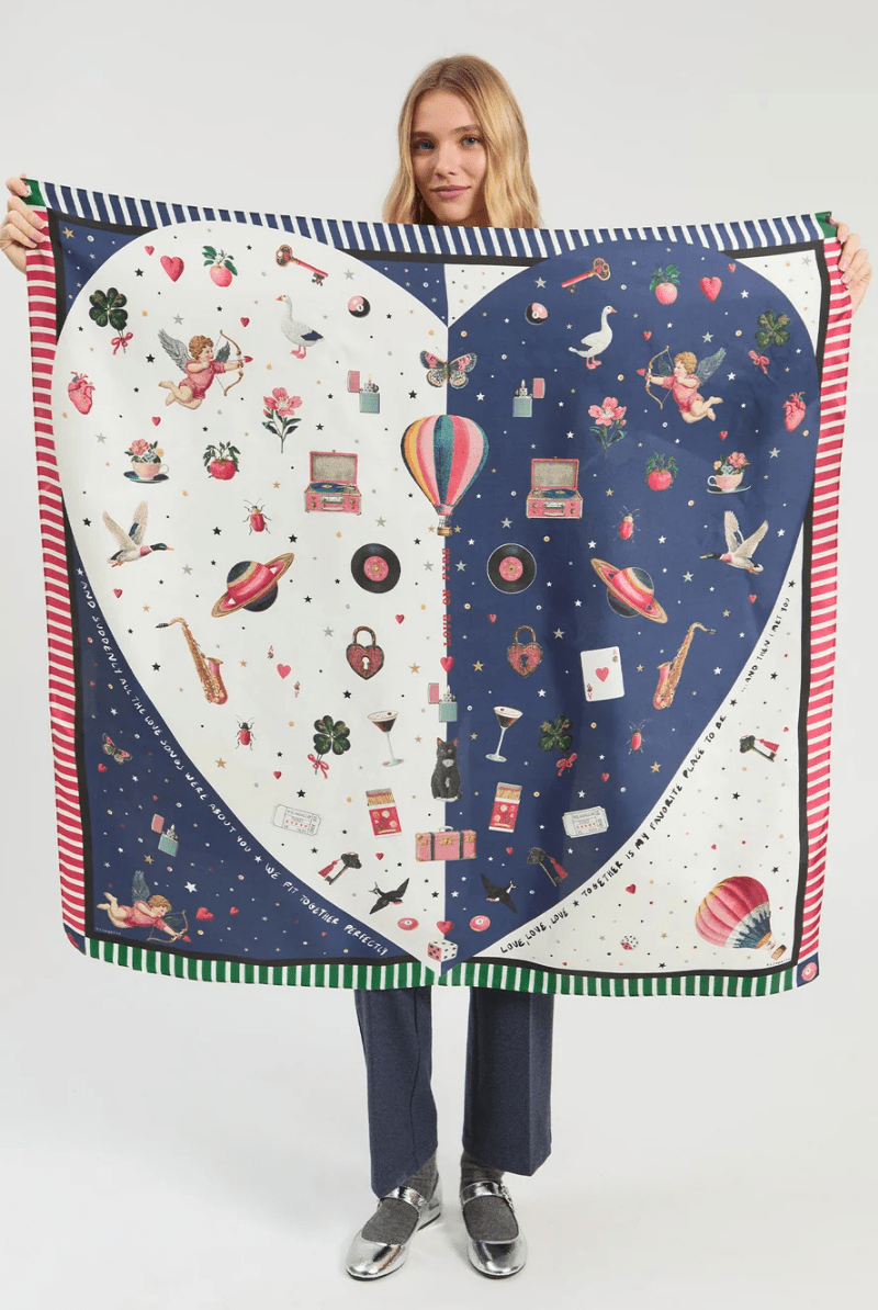 Scarf - Vilagallo - Silk Heart Scarf - Archery Close