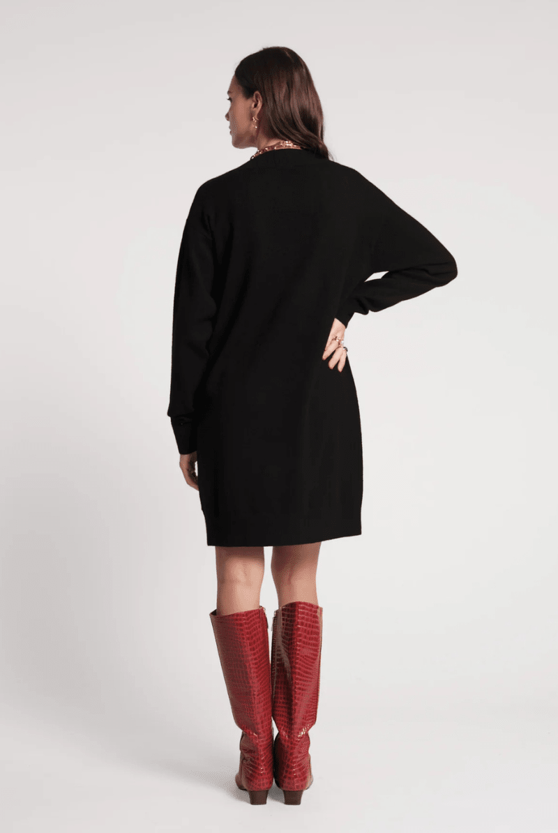 Dresses - Frances Valentine - Skye V Neck Dress in Black - Archery Close