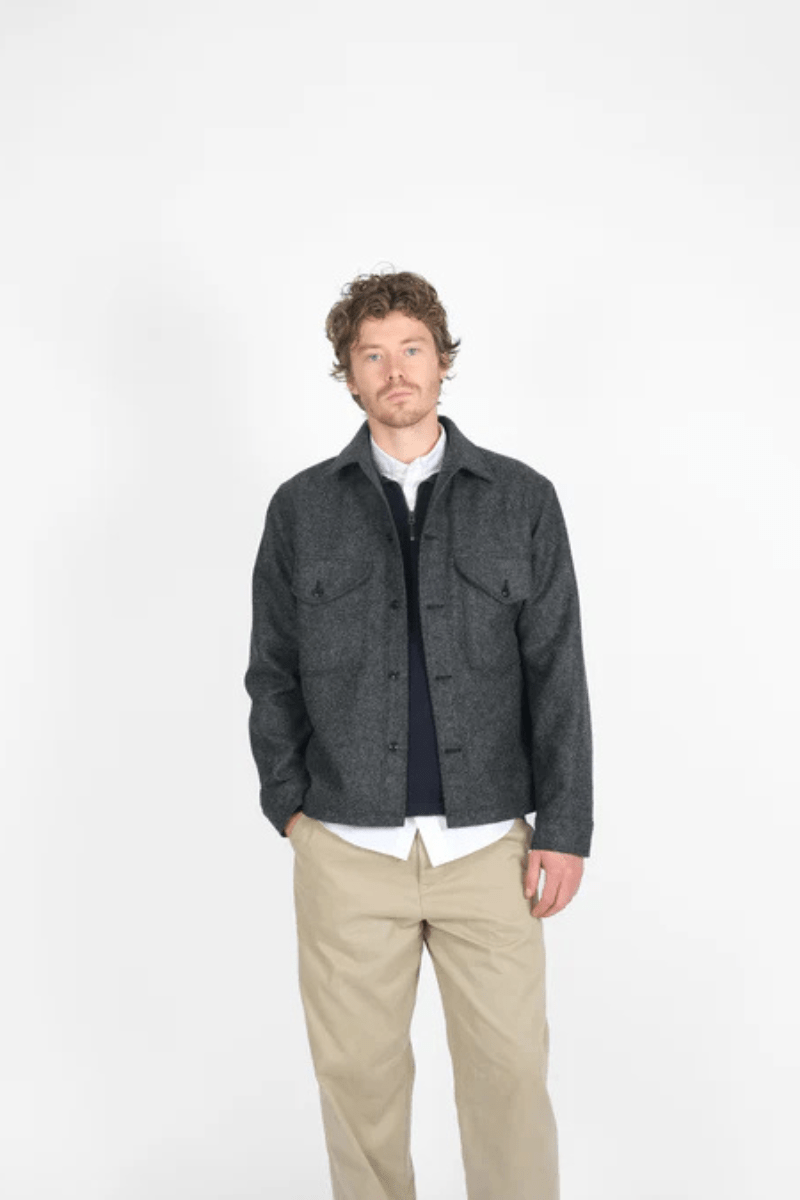 Shirts & Tops - Dehen 1920 - Skyline Overshirt - Melton Wool, Granite - Archery Close