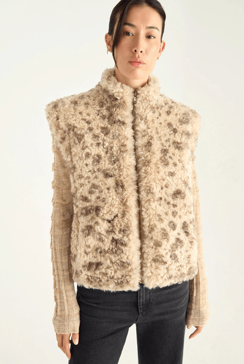 Vests - Cotelac - Sleeveless Faux Fur Vest - Archery Close