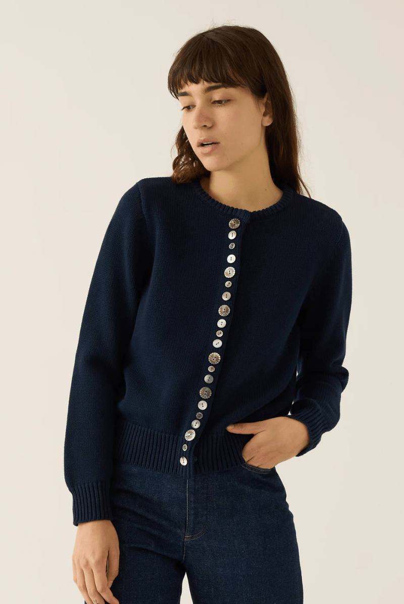 Sweater - DemyLee - Soleil Cardigan in Navy - Archery Close