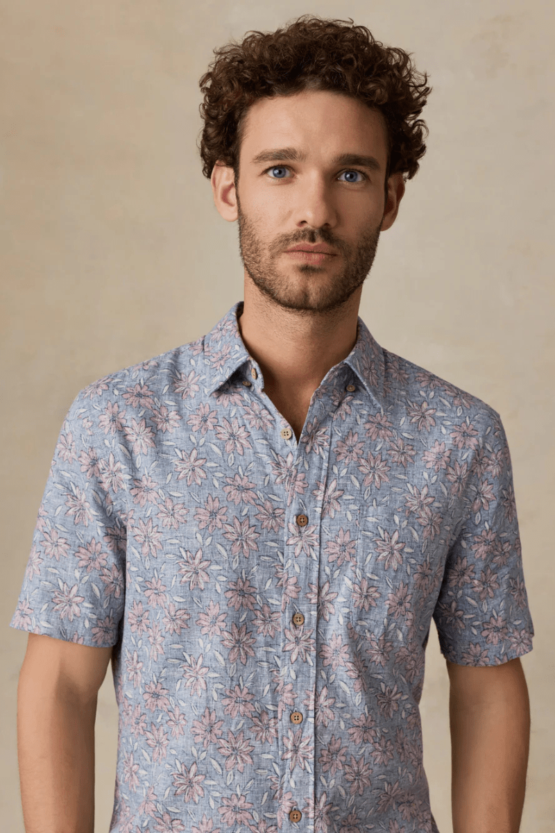 Shirts & Tops - Faherty Brand - SS Breeze Shirt in Antique Berry Floral - Archery Close