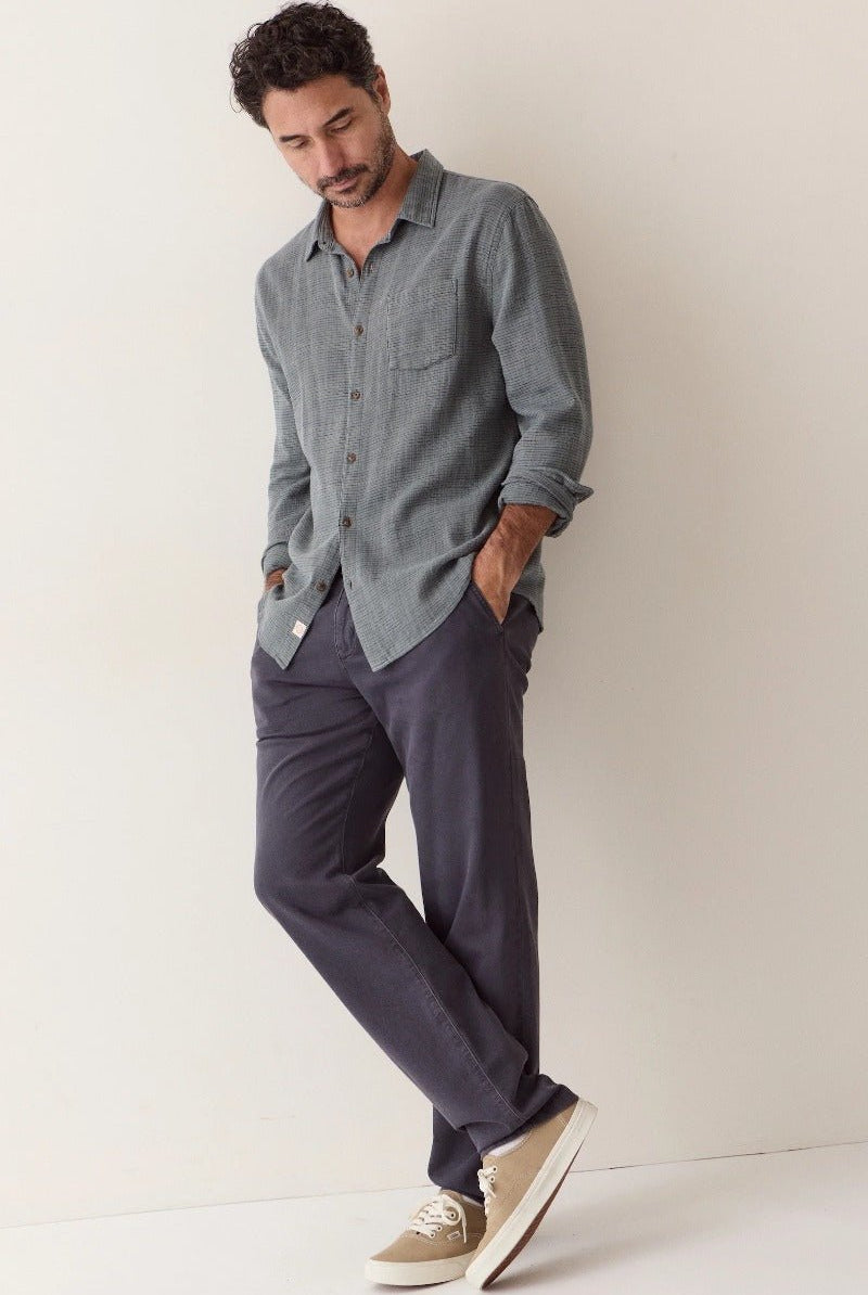Marine Layer Stretch Selvage Long Sleeve Shirt - Balsam Mini Stripe