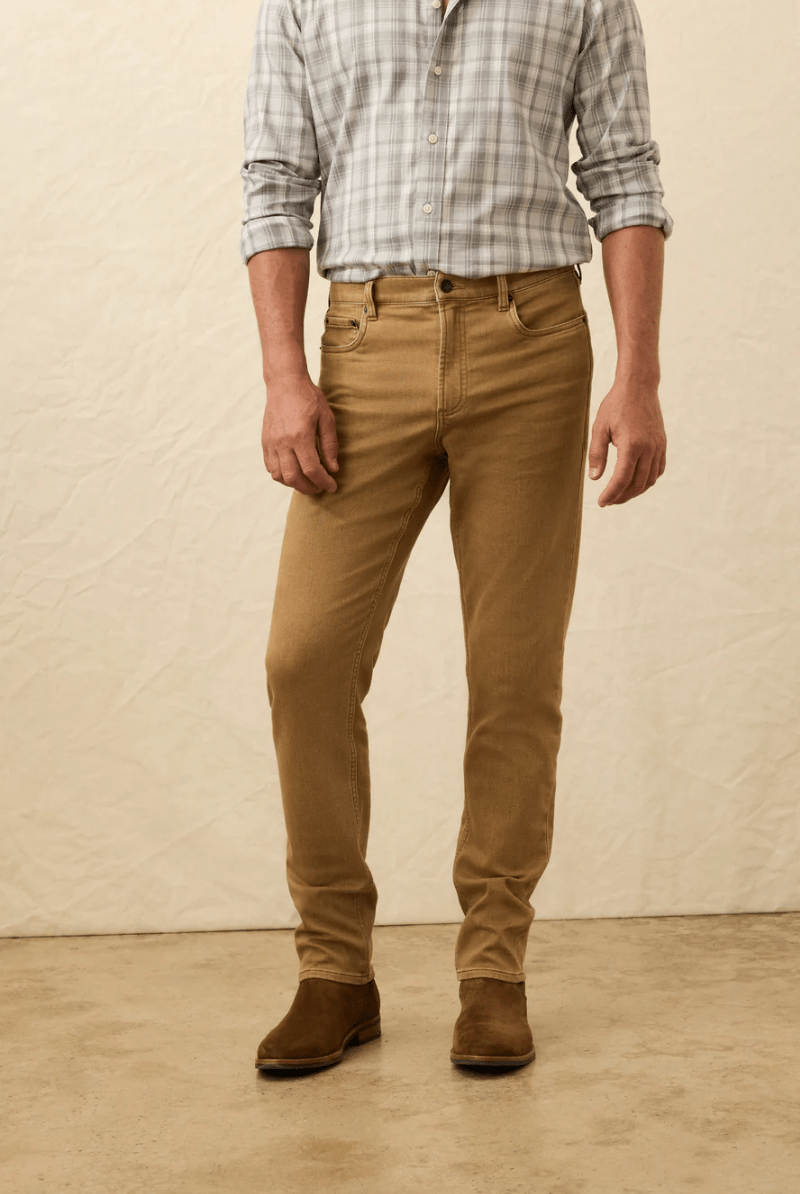 Pants - Faherty Brand - Stretch Terry 5 Pocket - Elk Brown - Archery Close