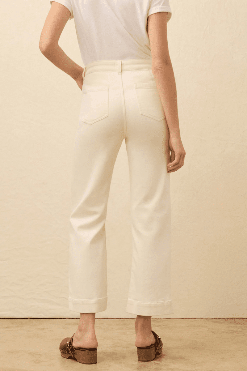 Pants - Faherty Brand - Stretch Terry Patch Pocket Ankle Pant in Egret - Archery Close