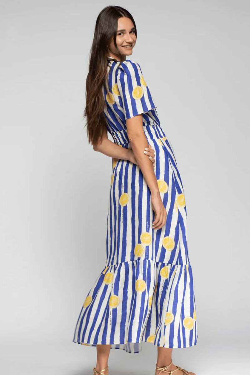 Dresses - Vilagallo - Striped Lemon Dress - Archery Close
