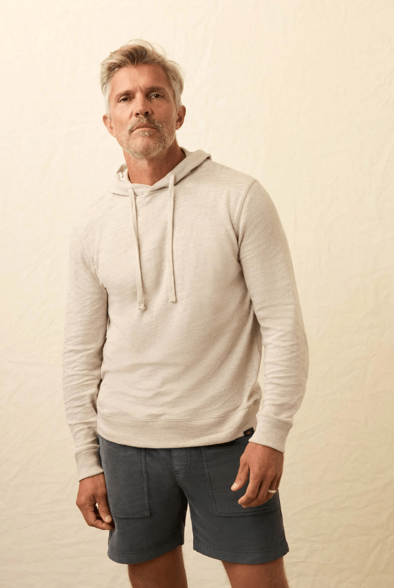 Sweatshirts - Faherty Brand - Sunwashed Midweight Organic Hoodie - Oat Plains Heather - Archery Close