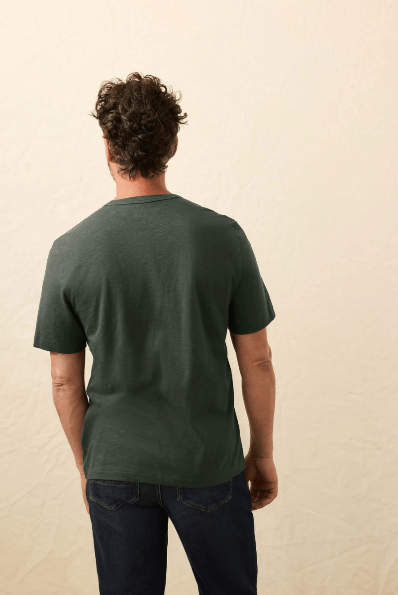 T-Shirt - Faherty Brand - Sunwashed Pocket Tee in Fall Evergreen - Archery Close