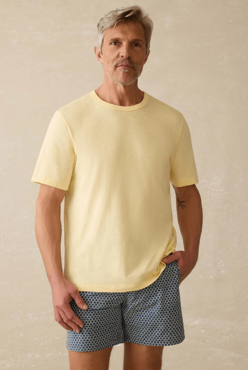 T-Shirt - Faherty Brand - Sunwashed Pocket Tee in Isle Sun - Archery Close