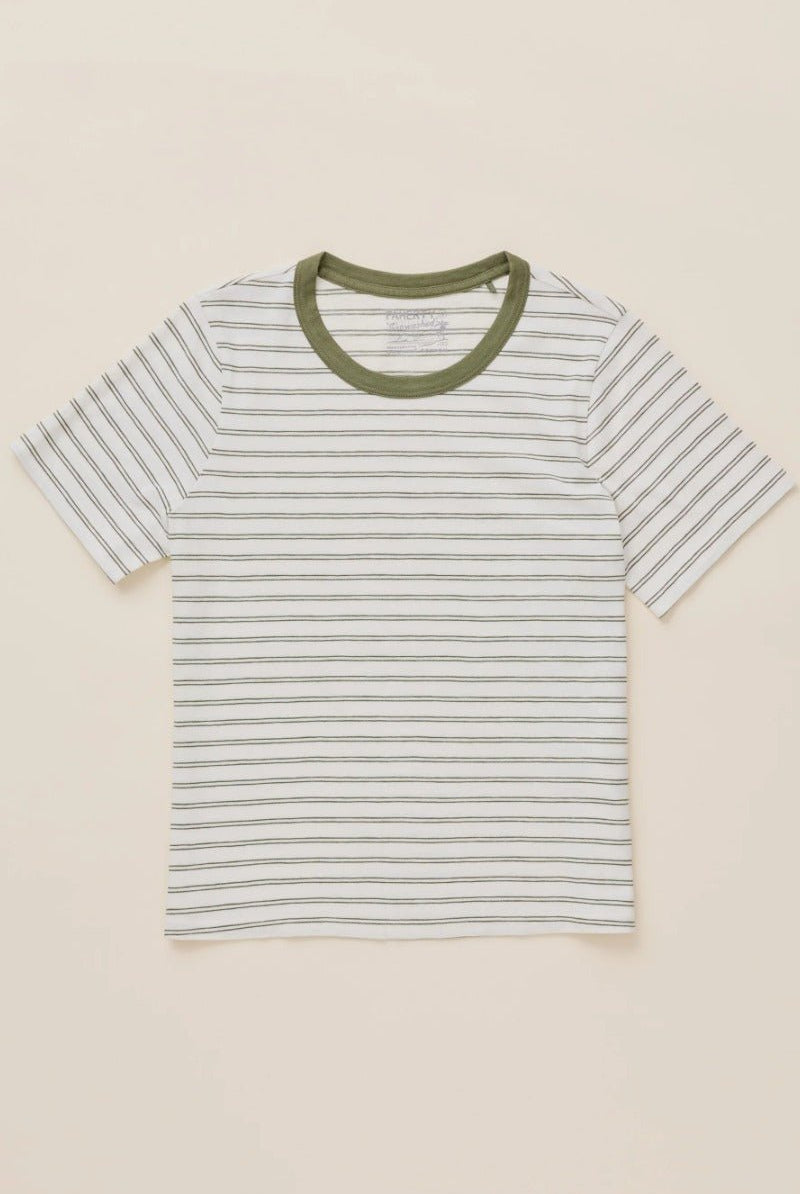 Faherty Brand Sunwashed Regenerative Tee - Four Leaf Clover Mini Stripe