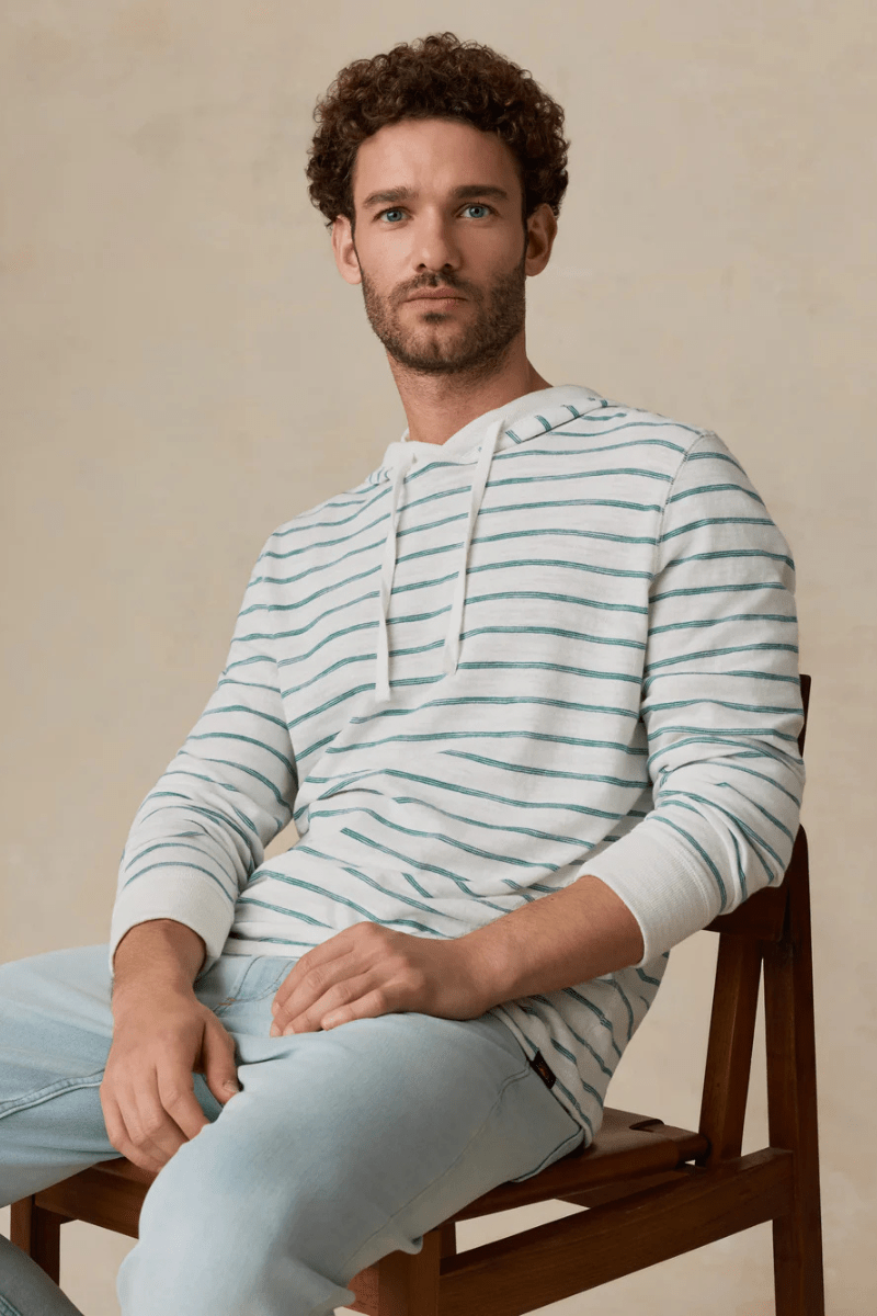 Sweatshirts - Faherty Brand - Sunwashed Slub Hoodie in White Biscayne - Archery Close