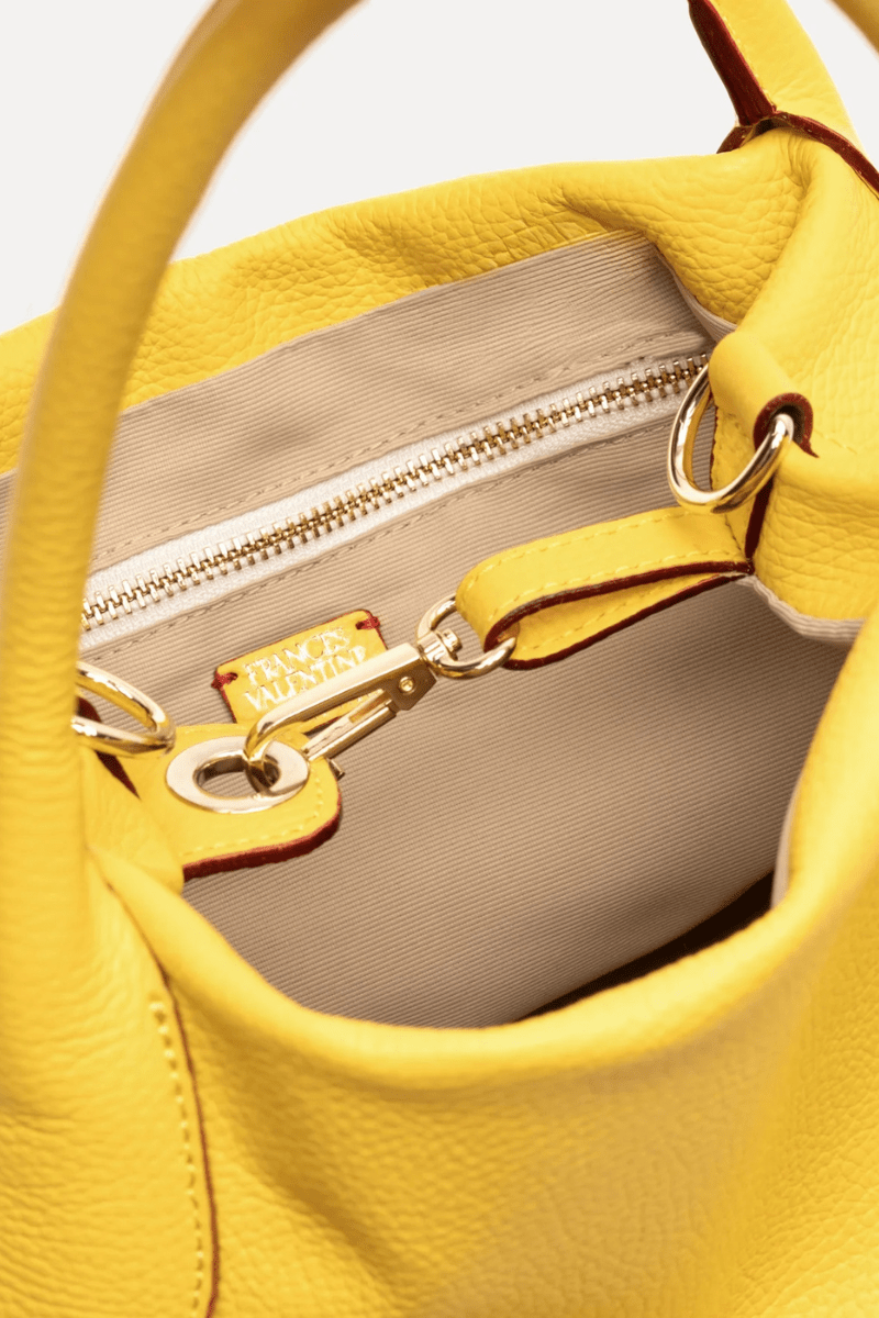 Handbags, Wallets & Cases - Frances Valentine - Sweet Pea Mini Tumbled Leather Bag in Yellow - Archery Close