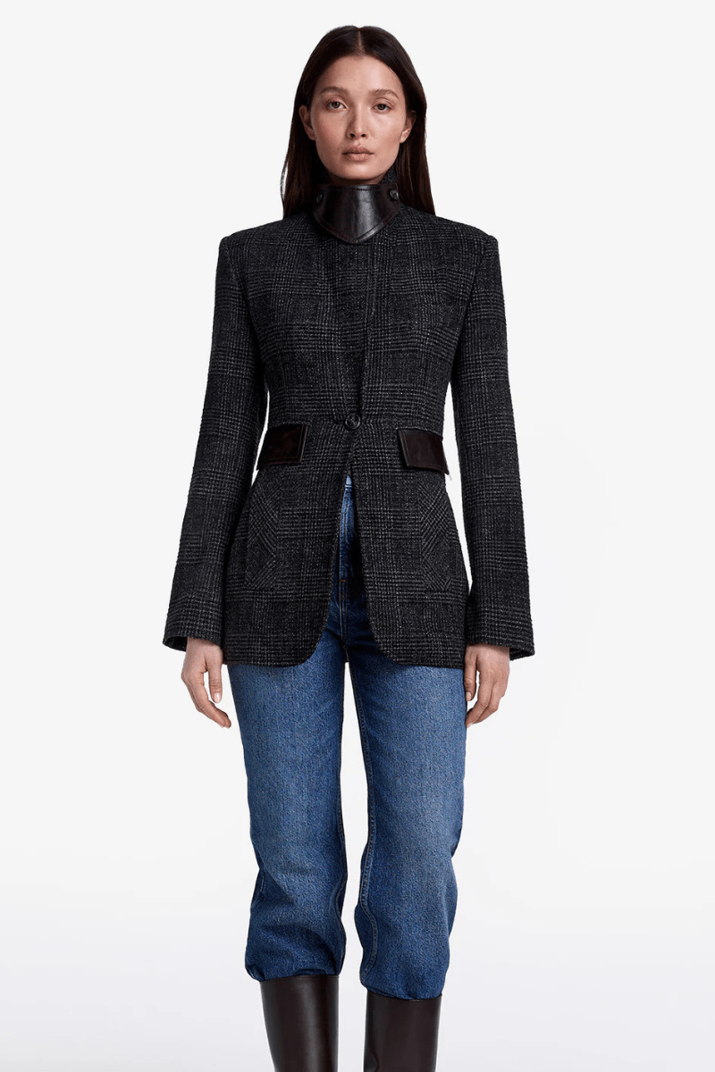 Blazer - Smythe - Tailored Boyfriend Blazer in Charcoal Glen Check - Archery Close