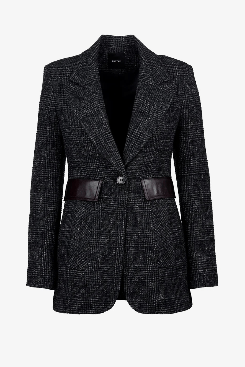 Blazer - Smythe - Tailored Boyfriend Blazer in Charcoal Glen Check - Archery Close