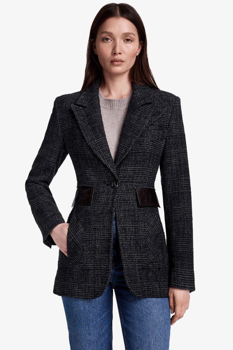 Blazer - Smythe - Tailored Boyfriend Blazer in Charcoal Glen Check - Archery Close