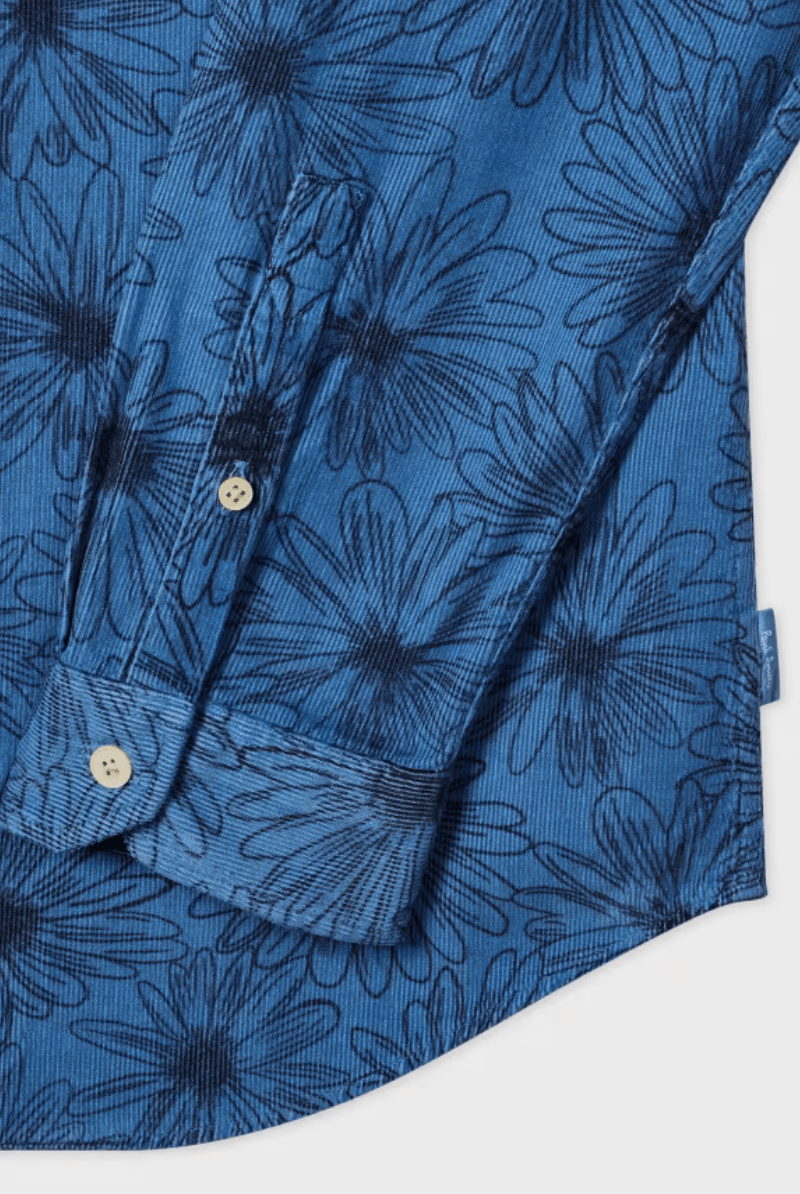 Shirts & Tops - Paul Smith - Tailored - Fit Light Blue Floral Print Corduroy Shirt - Archery Close