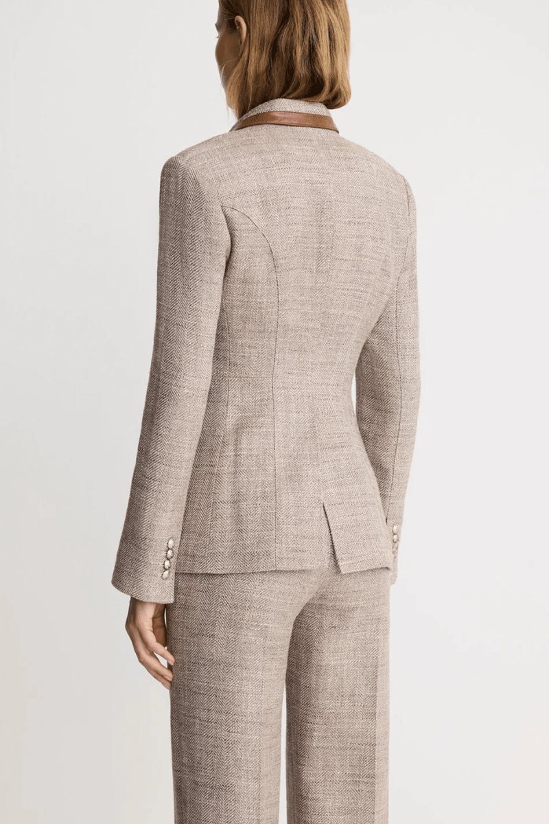 Blazer - Smythe - Taped Seamed Blazer in Taupe Tweed - Archery Close