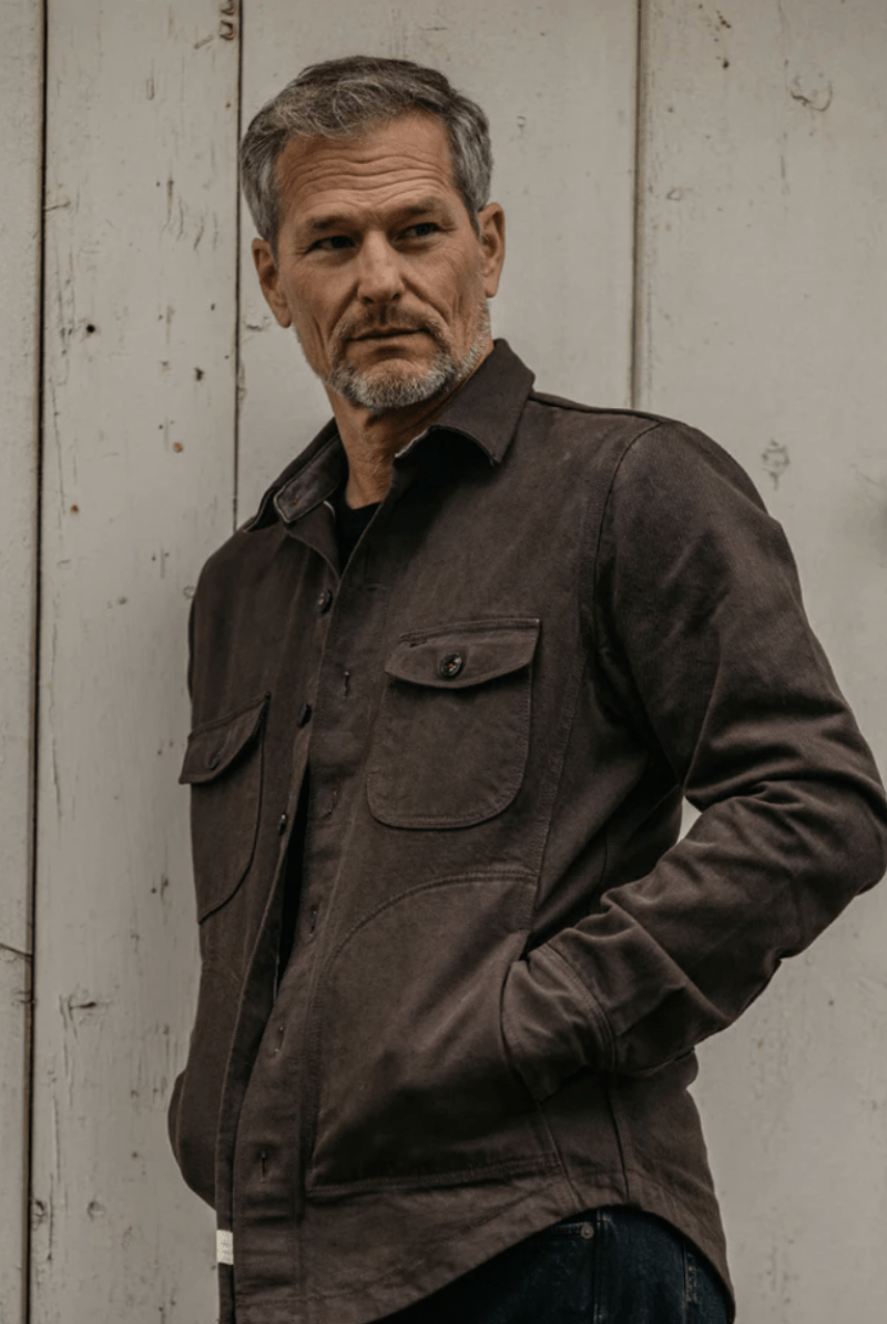 Shirts & Tops - Hiroshi Kato - The Anvil Natural Slub in Carob 14oz - Archery Close