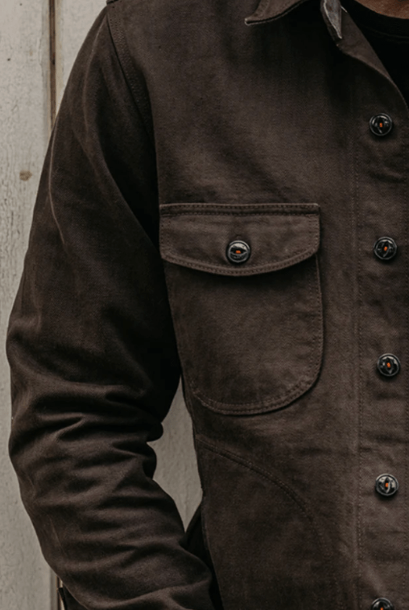 Shirts & Tops - Hiroshi Kato - The Anvil Natural Slub in Carob 14oz - Archery Close