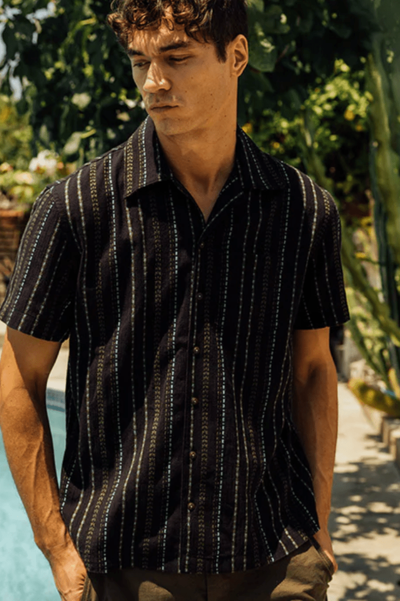 Shirts & Tops - Hiroshi Kato - The Wrench Gauze Dobby Stripe Shirt - Archery Close