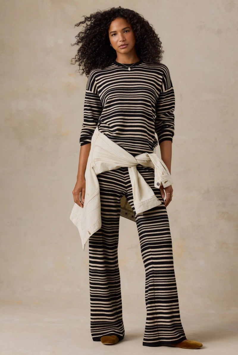Faherty Brand Throwback Studio Crew - Coastal Coal Stripe