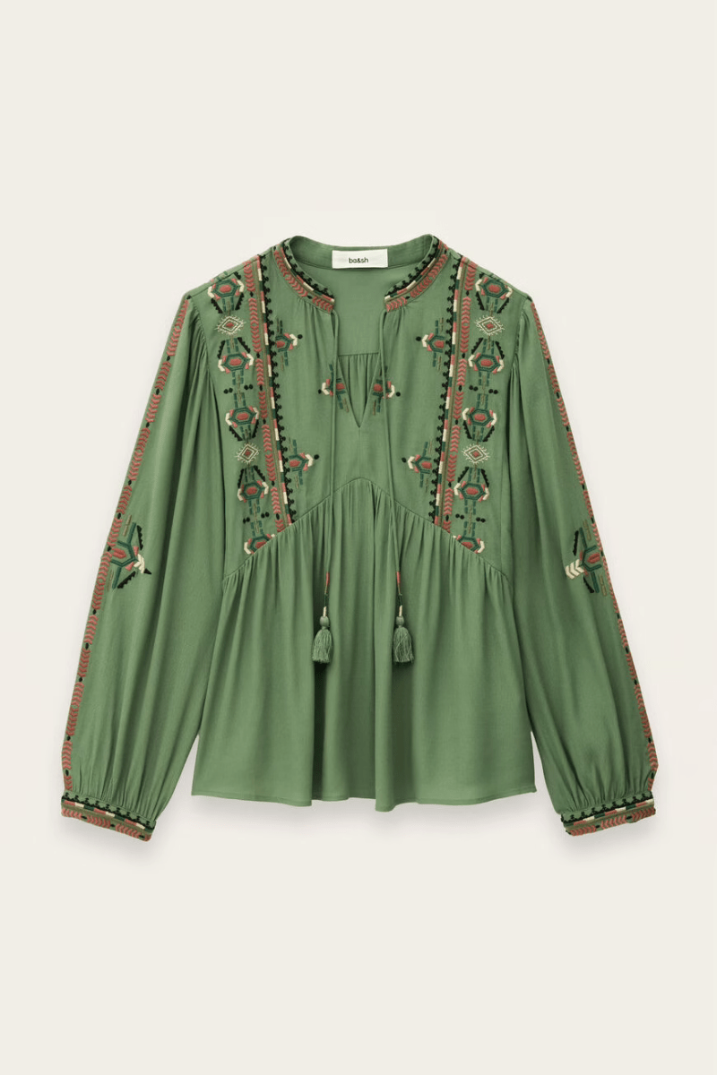 Shirts & Tops - ba&sh - Tilt Blouse in Green - Archery Close