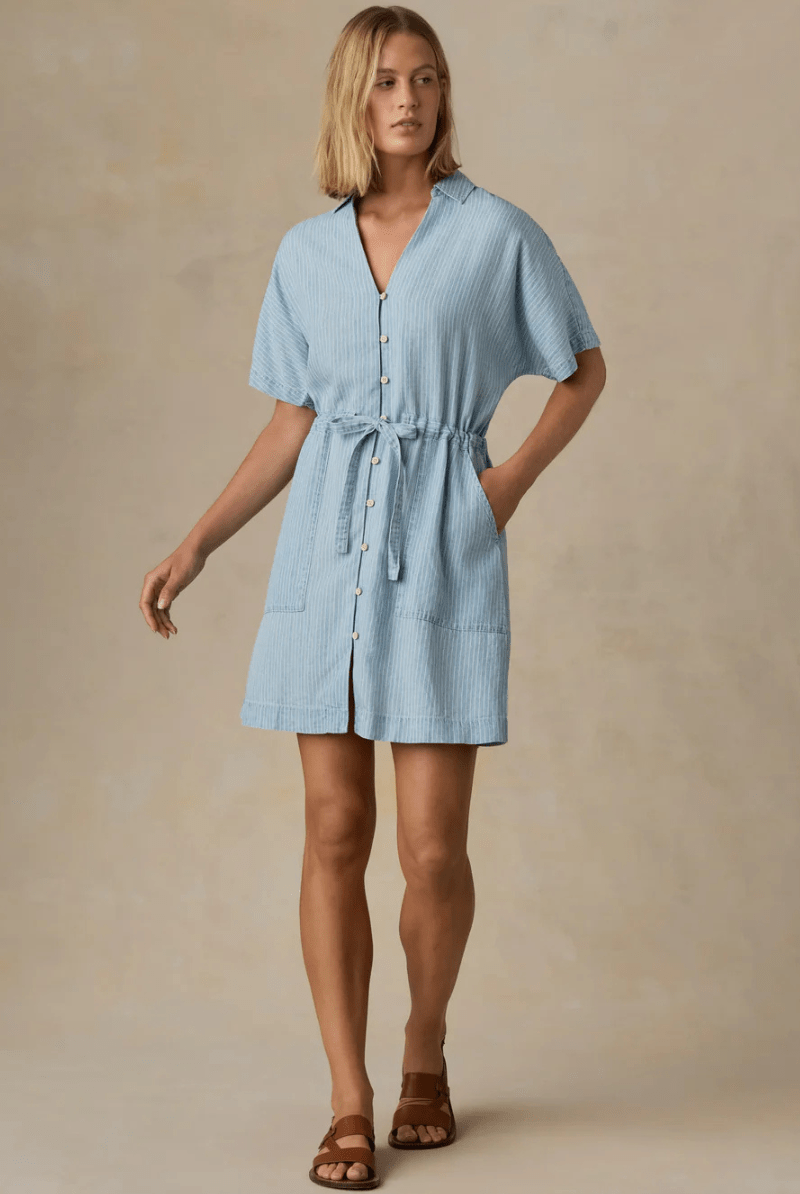 Dresses - Faherty Brand - Tried & True Chambray Oakley Dress - Archery Close
