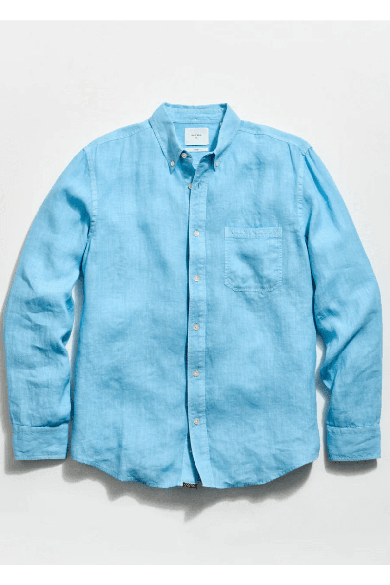 Light blue button-up shirt on a light gray background