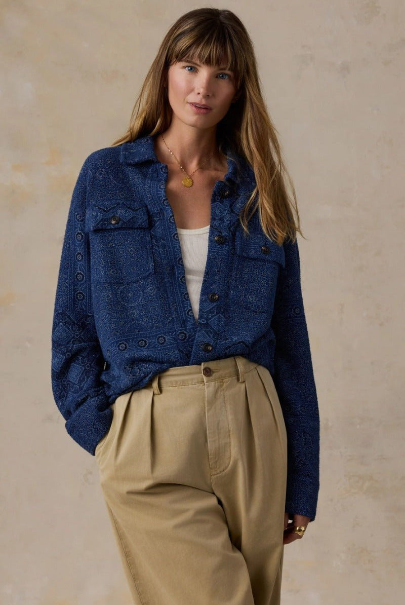 Faherty Brand Twill Terry Shirt Jacket - Bayshore Bandana
