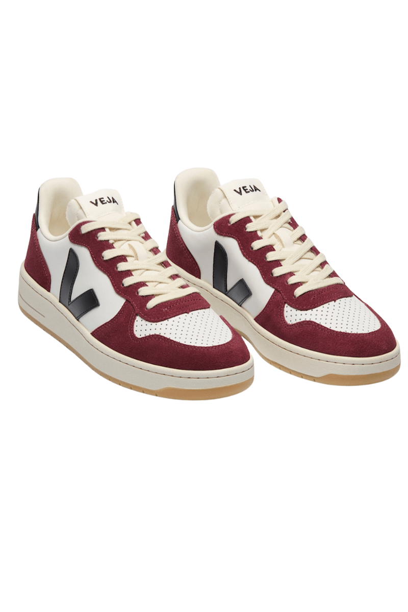 Sneakers - Veja - V - 10 Leather White Black Amarante - Archery Close