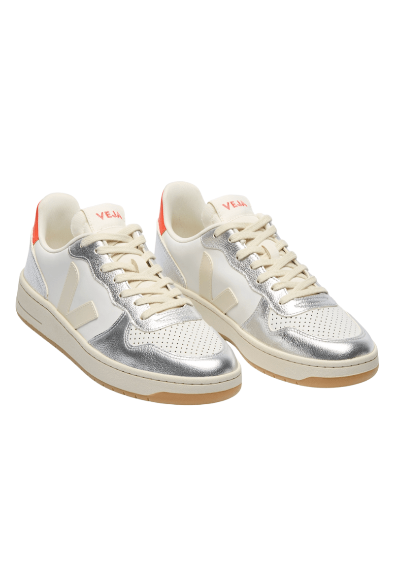 Sneakers - Veja - V - 10 Leather White Pierre Silver - Archery Close