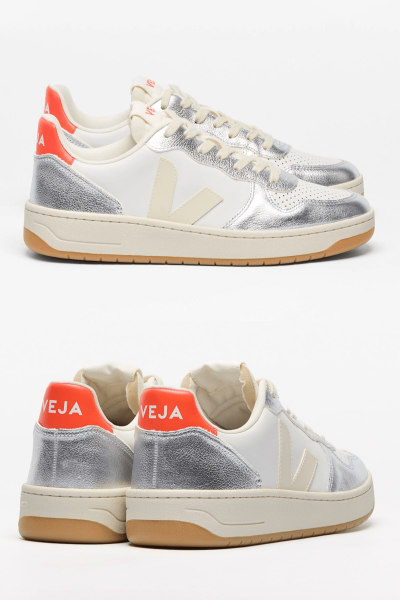 Sneakers - Veja - V - 10 Leather White Pierre Silver - Archery Close