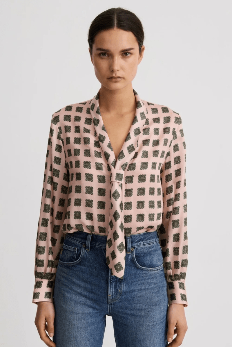 Shirts & Tops - Smythe - V-Necktie Blouse - Archery Close