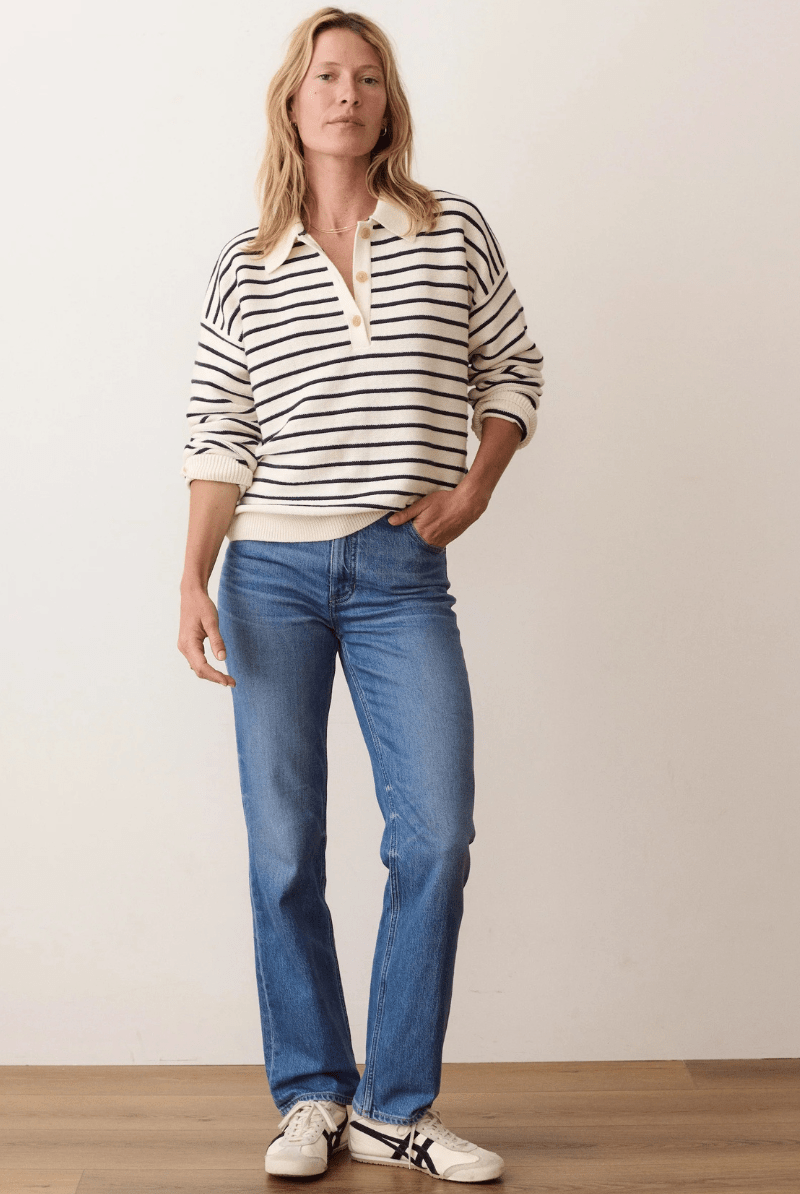 Sweater - Marine Layer - Valerie Polo Sweater - Archery Close