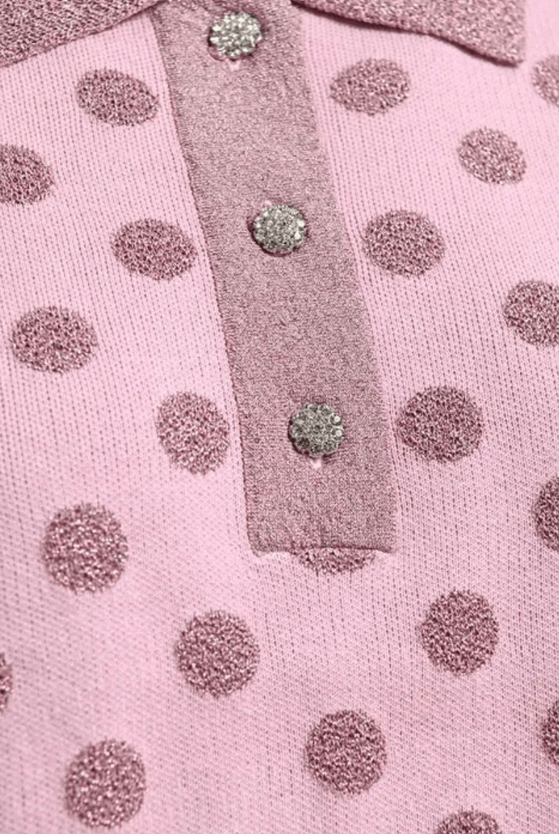 Shirts & Tops - Essentiel Antwerp - Vintage pink and mauve polka-dot jacquard knit polo - Archery Close