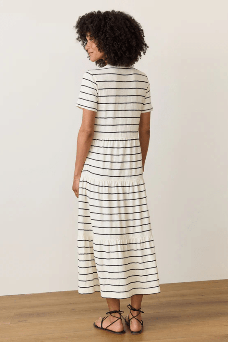Dresses - Marine Layer - Vintage Slub Midi Dress in Antique White - Archery Close
