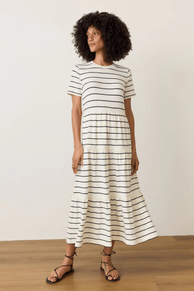 Dresses - Marine Layer - Vintage Slub Midi Dress in Antique White - Archery Close