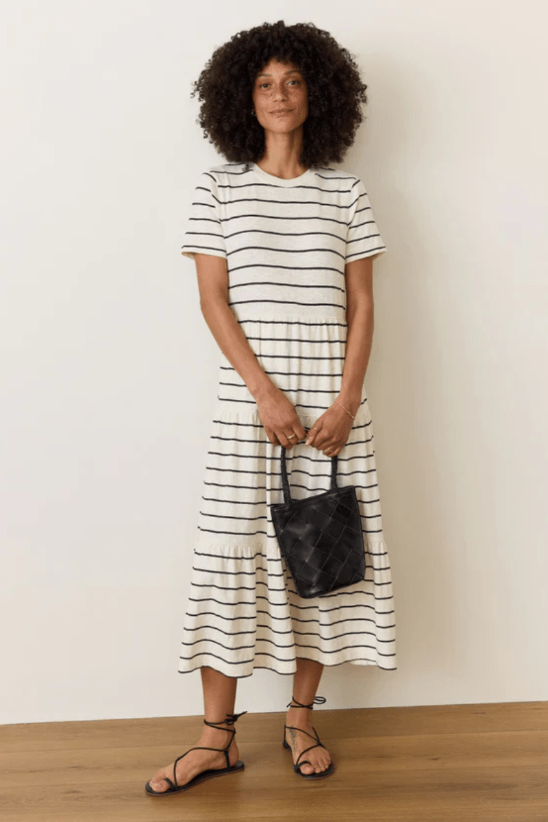 Dresses - Marine Layer - Vintage Slub Midi Dress in Antique White - Archery Close